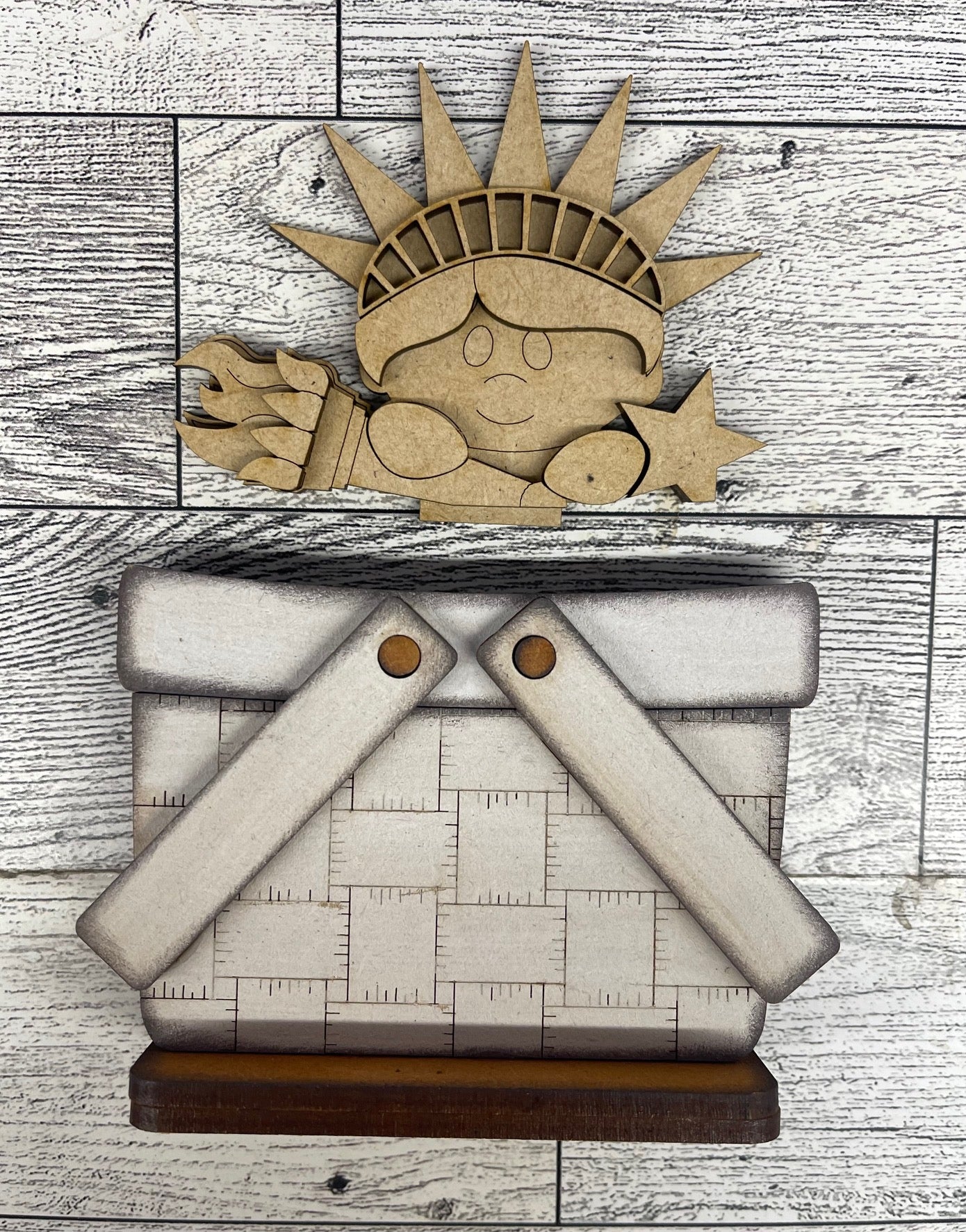 Lady Liberty Patriotic Basket Insert Add-On - unpainted wood cutouts, ready for you to paint
