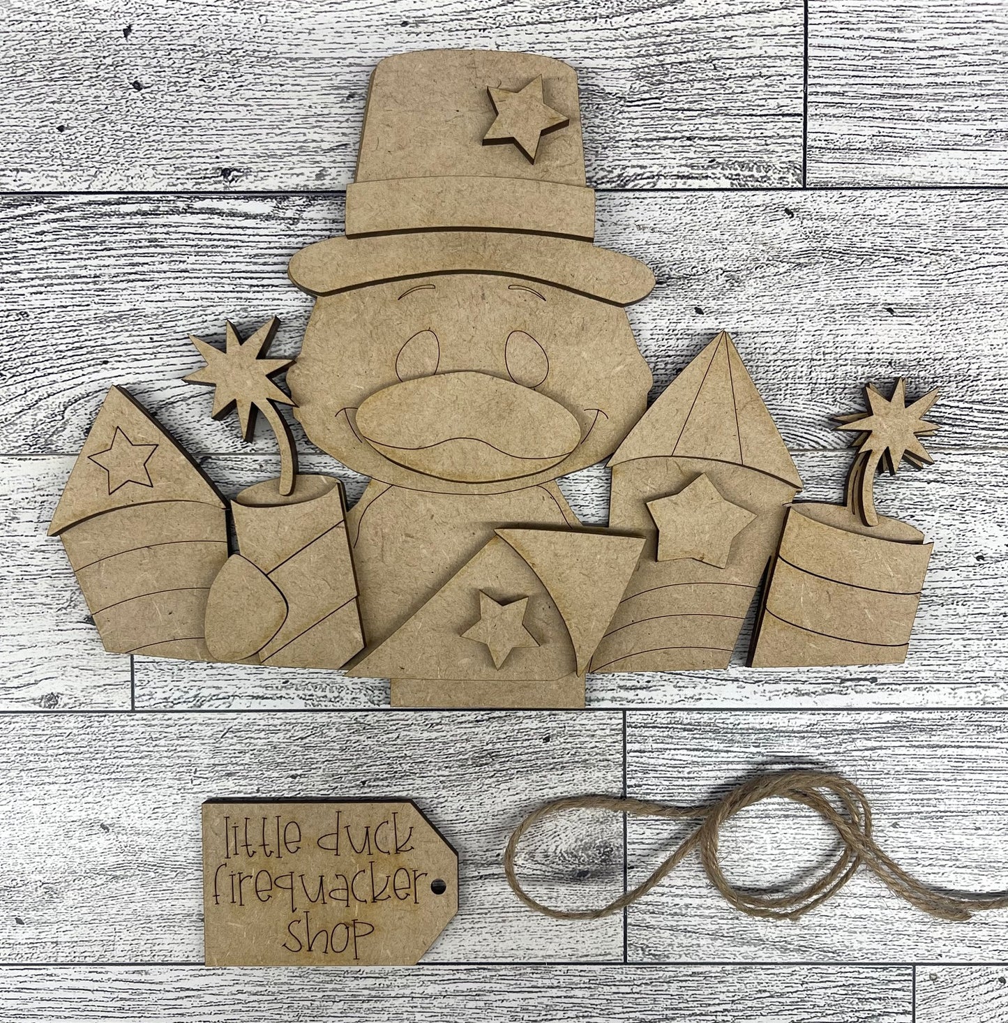 Patriotic Duck Basket Insert Add-On - unpainted wood cutouts, ready for you to paint