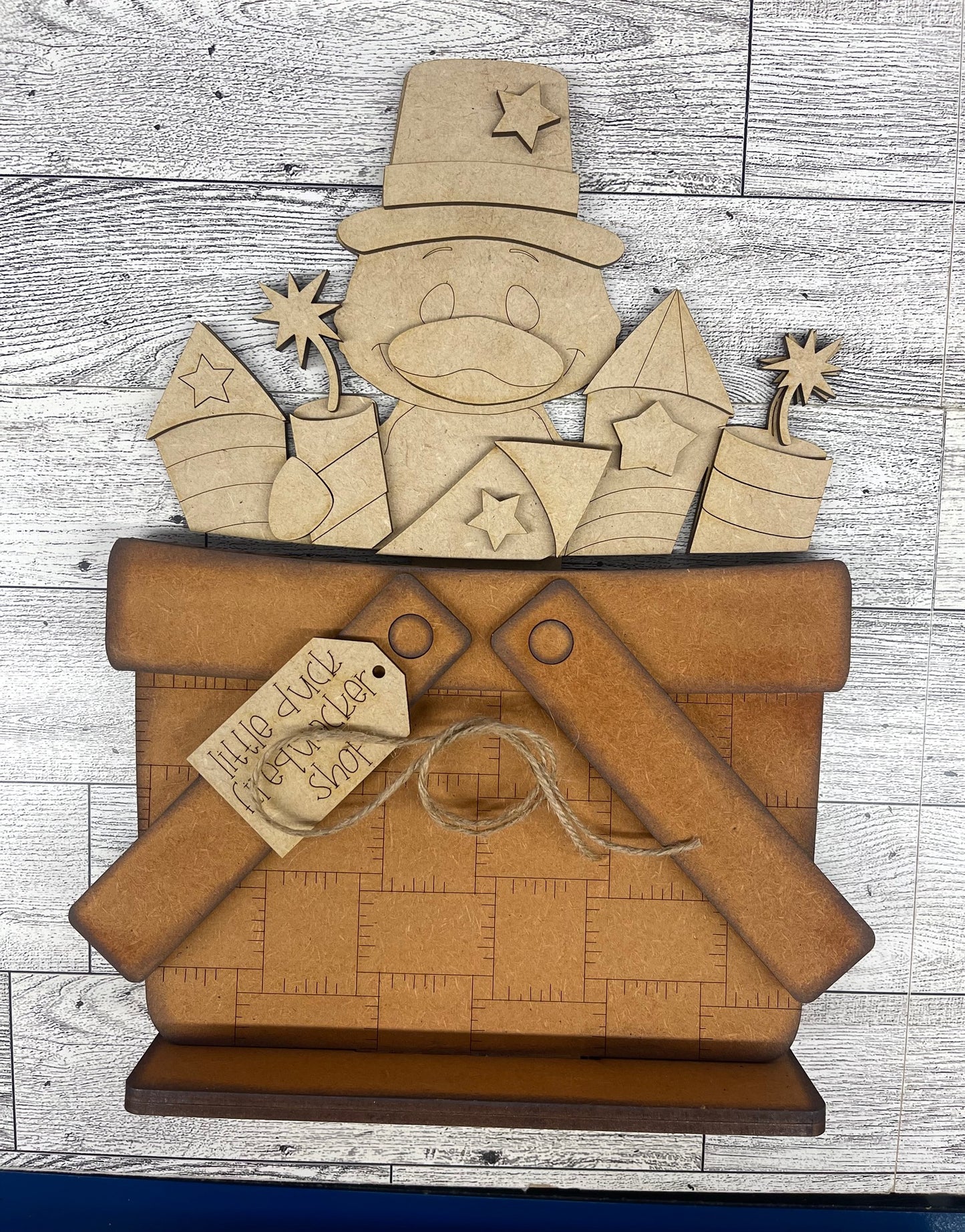 Patriotic Duck Basket Insert Add-On - unpainted wood cutouts, ready for you to paint