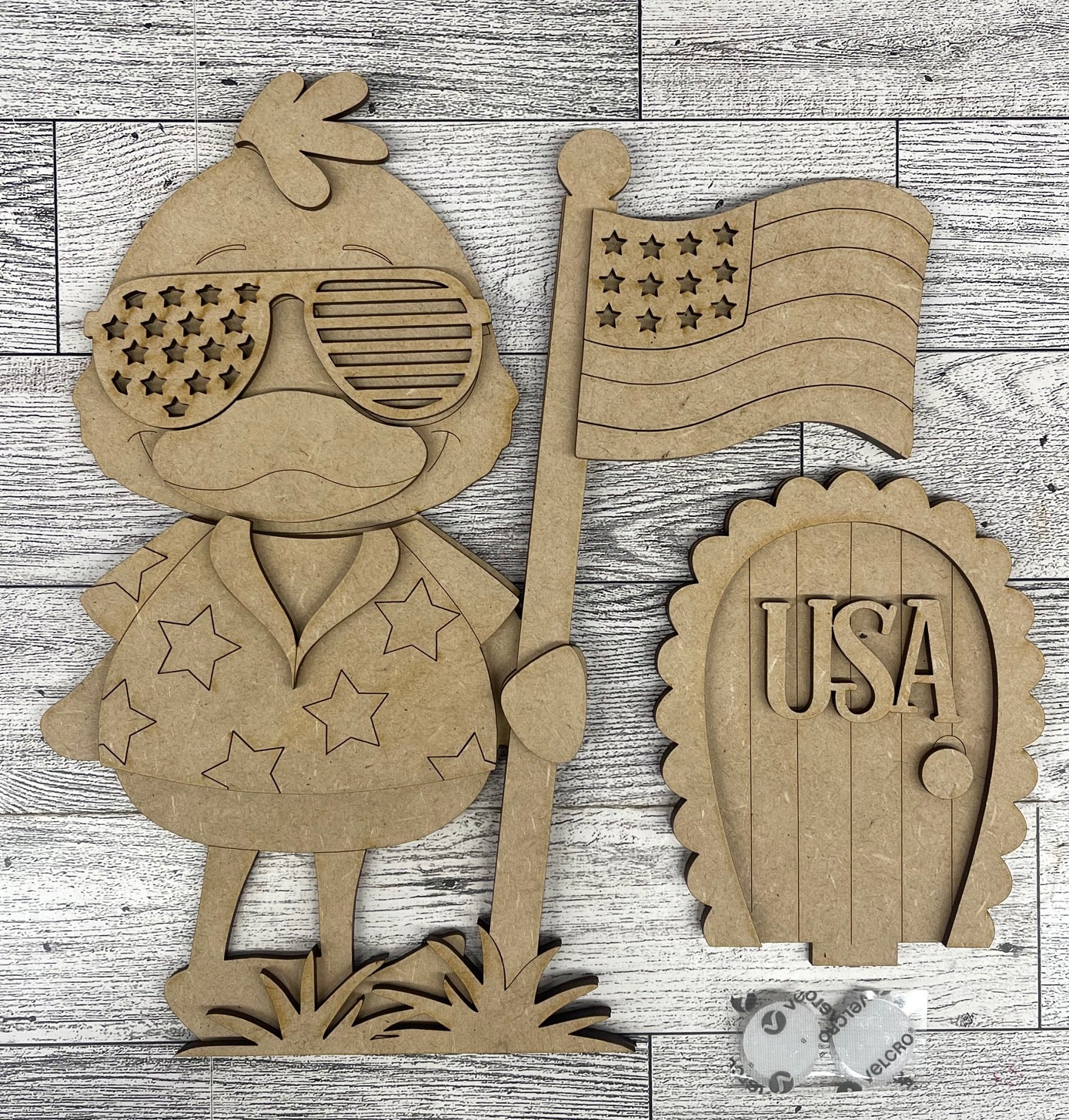 Patriotic Duck Birdhouse Insert - unpainted cutouts, ready to paint
