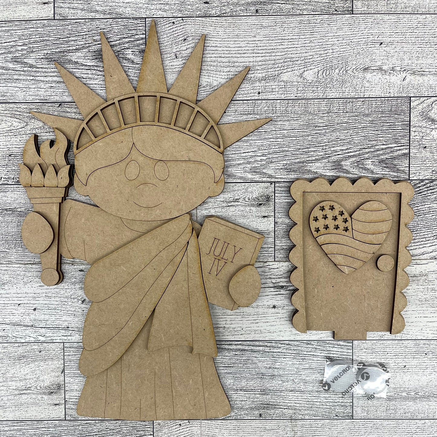 Lady Liberty Patriotic Birdhouse Insert - unpainted cutouts, ready to paint