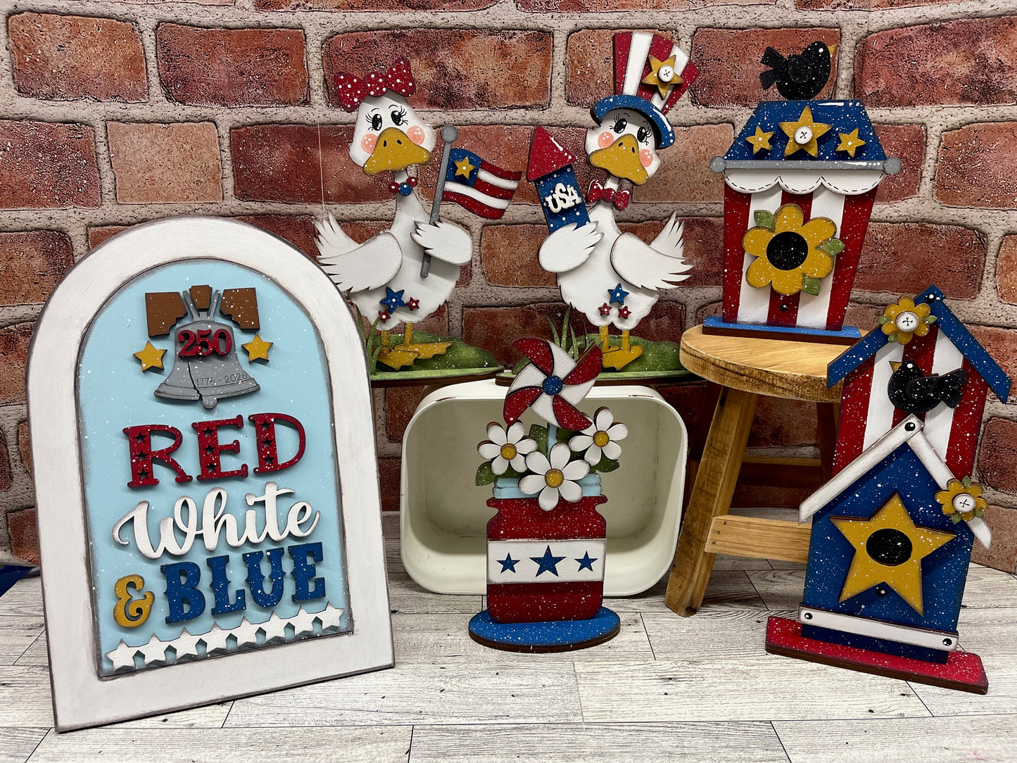 June Monthly Craft Kit -  Patriotic themed - does not include frame or plain arch or HOME arch frame sold separately - unpainted ready for you to finish