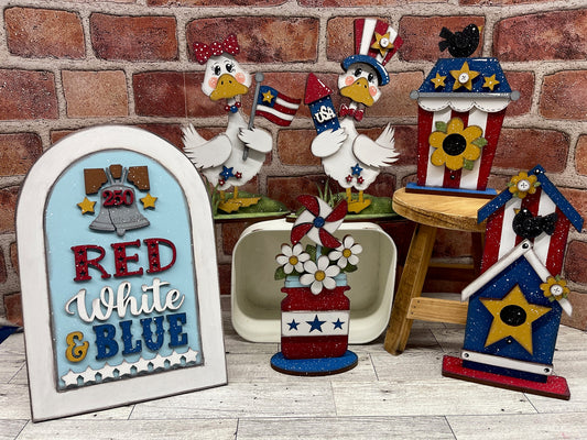 June Monthly Craft Kit -  Patriotic themed - does not include frame or plain arch or HOME arch frame sold separately - unpainted ready for you to finish
