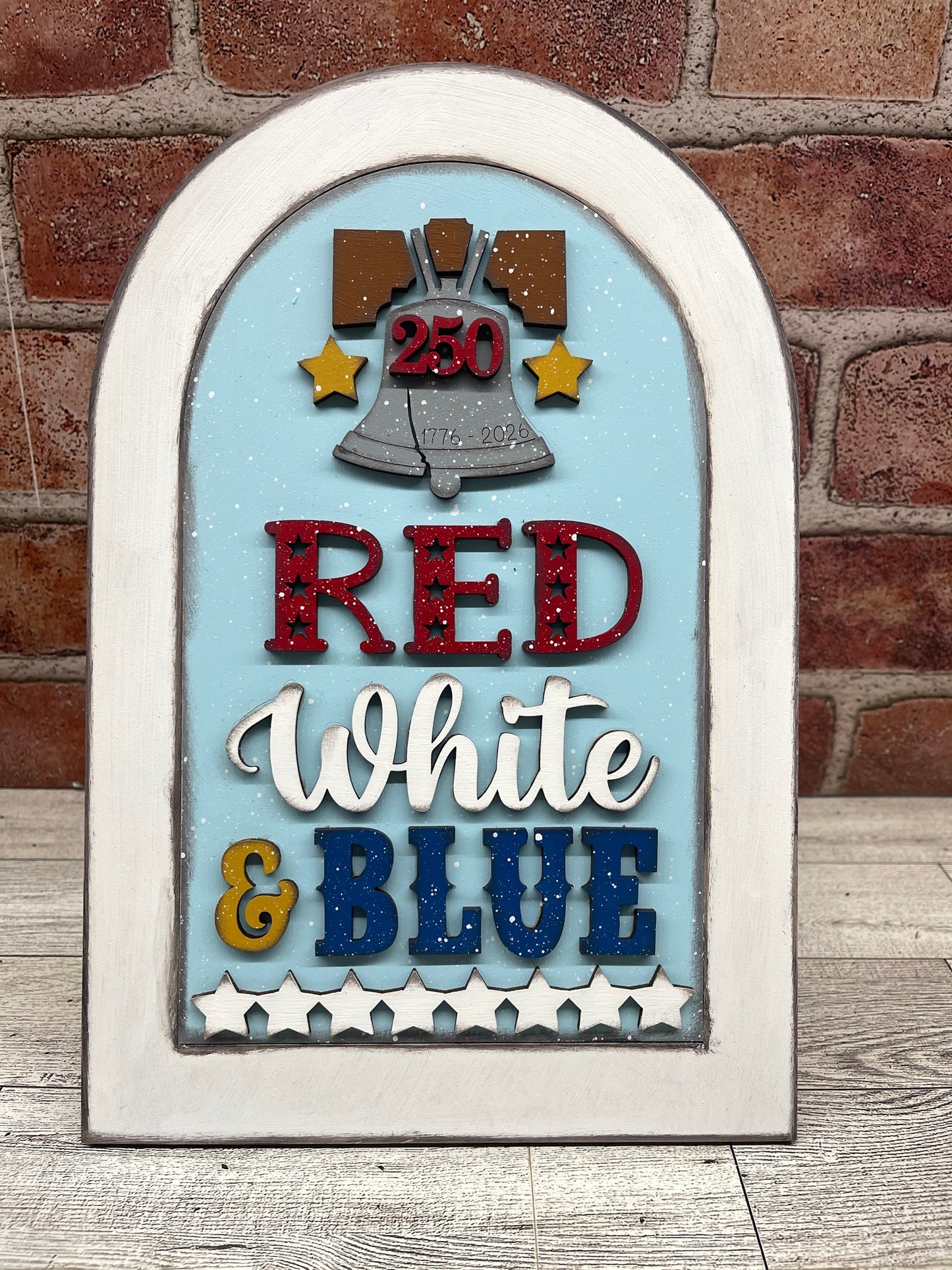 June Monthly Craft Kit -  Patriotic themed - does not include frame or plain arch or HOME arch frame sold separately - unpainted ready for you to finish
