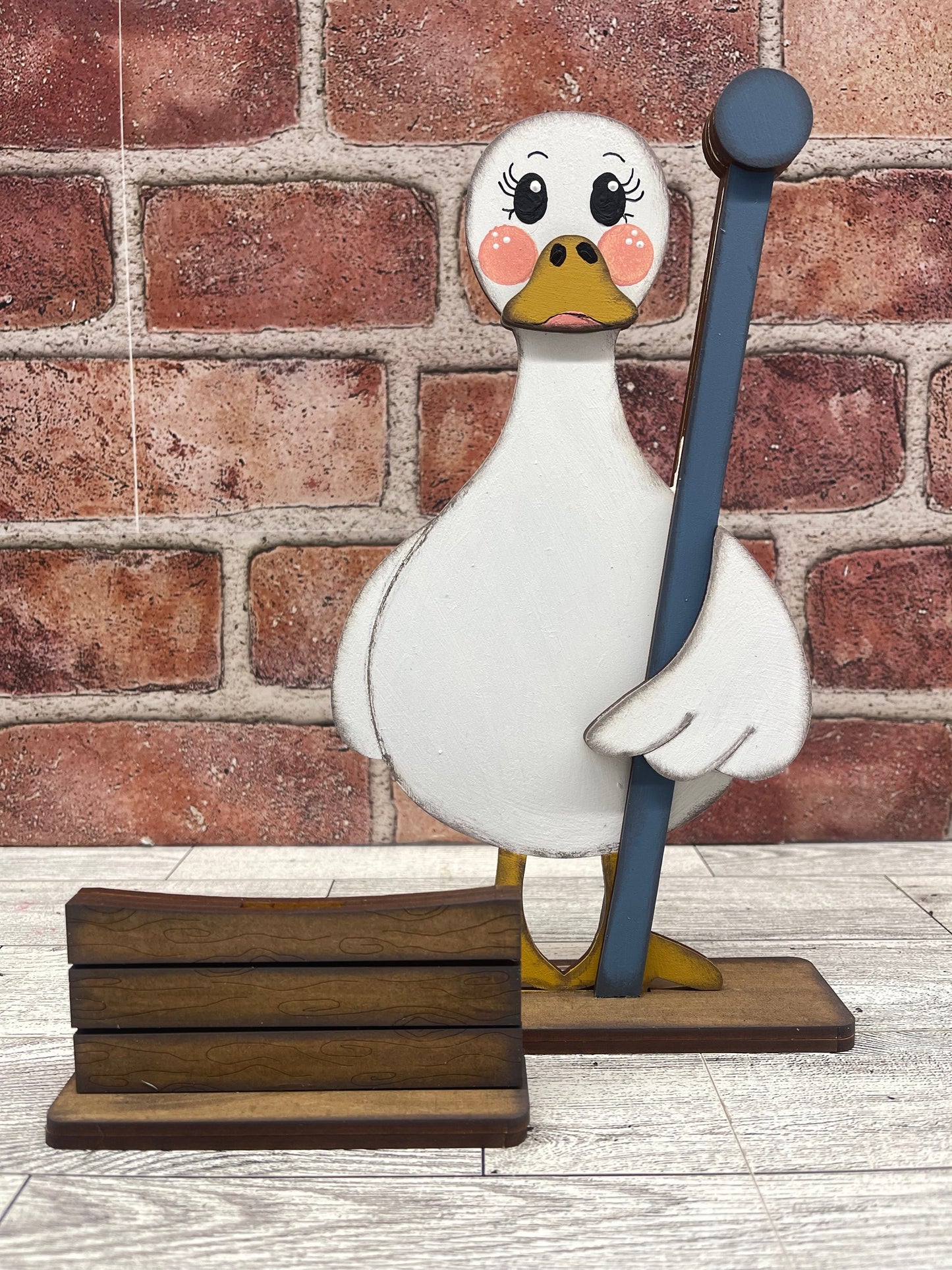 $12.00 Thursday - Goose with 2 Changeable Flags and 2 Basket inserts and basket painted cutouts ready for you to finish
