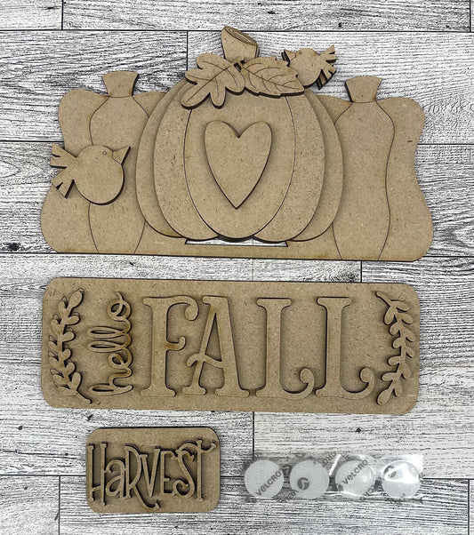 Fall Harvest Truck Insert cutouts - unpainted wooden cutouts, ready for you to paint