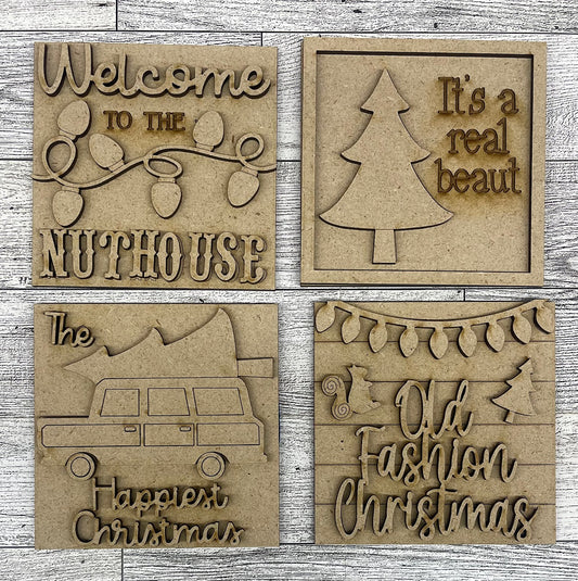 Welcome to the Nuthouse Christmas Leaning ladder inserts and sign cutouts - unpainted wooden cutouts, ready for you to paint