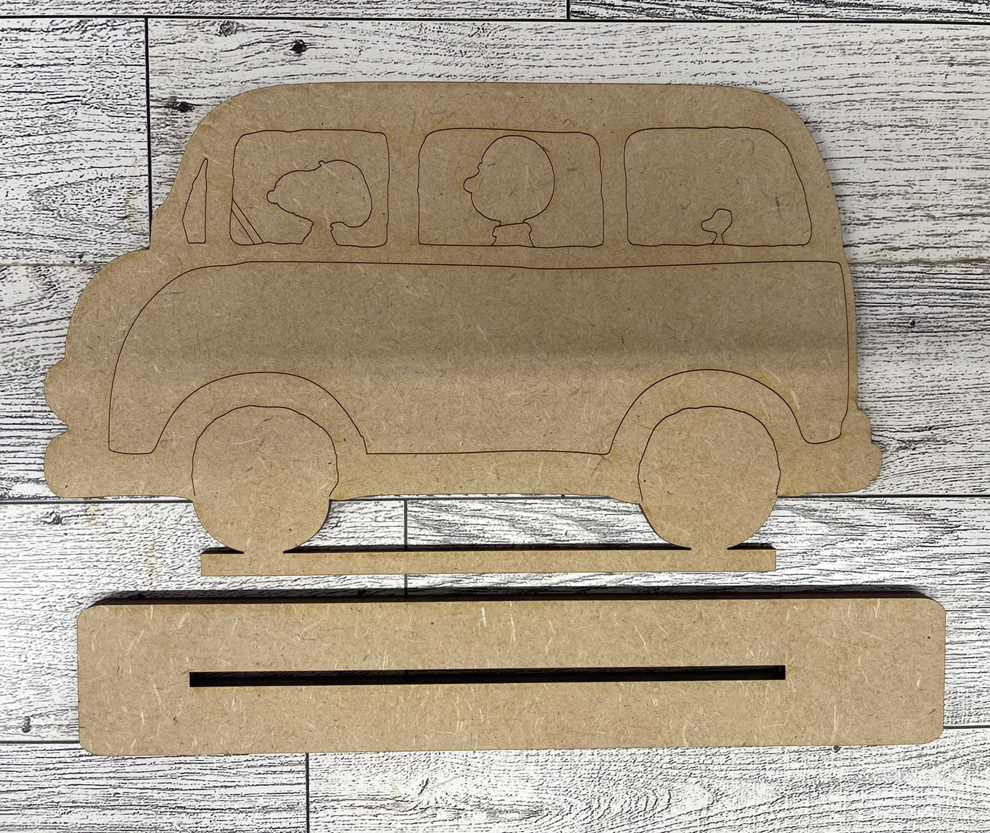 Peanuts Road Trip - VW Bus  and cutouts - unpainted wood ready for you to paint
