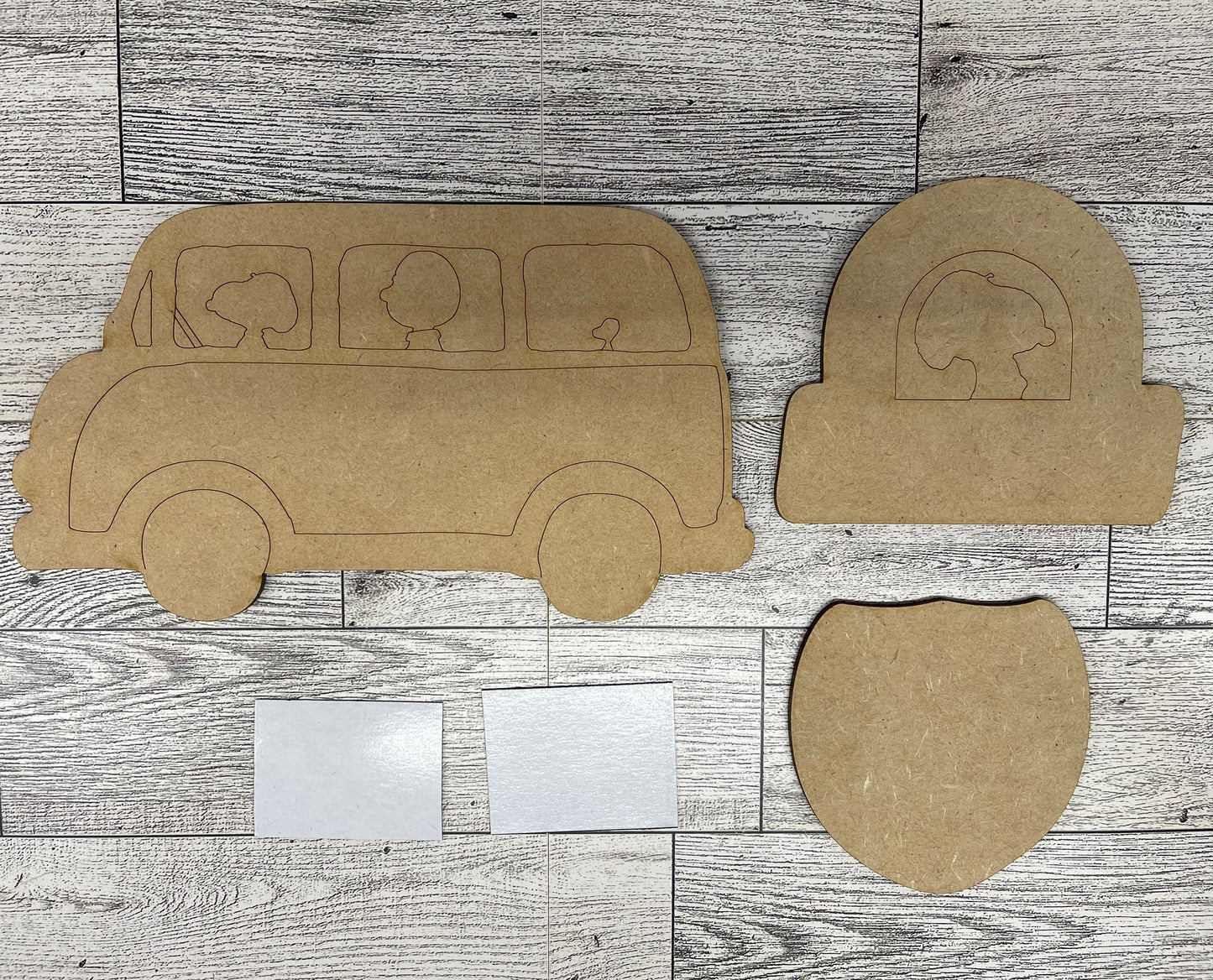 Peanuts Road Trip - VW Bus  and cutouts - unpainted wood ready for you to paint