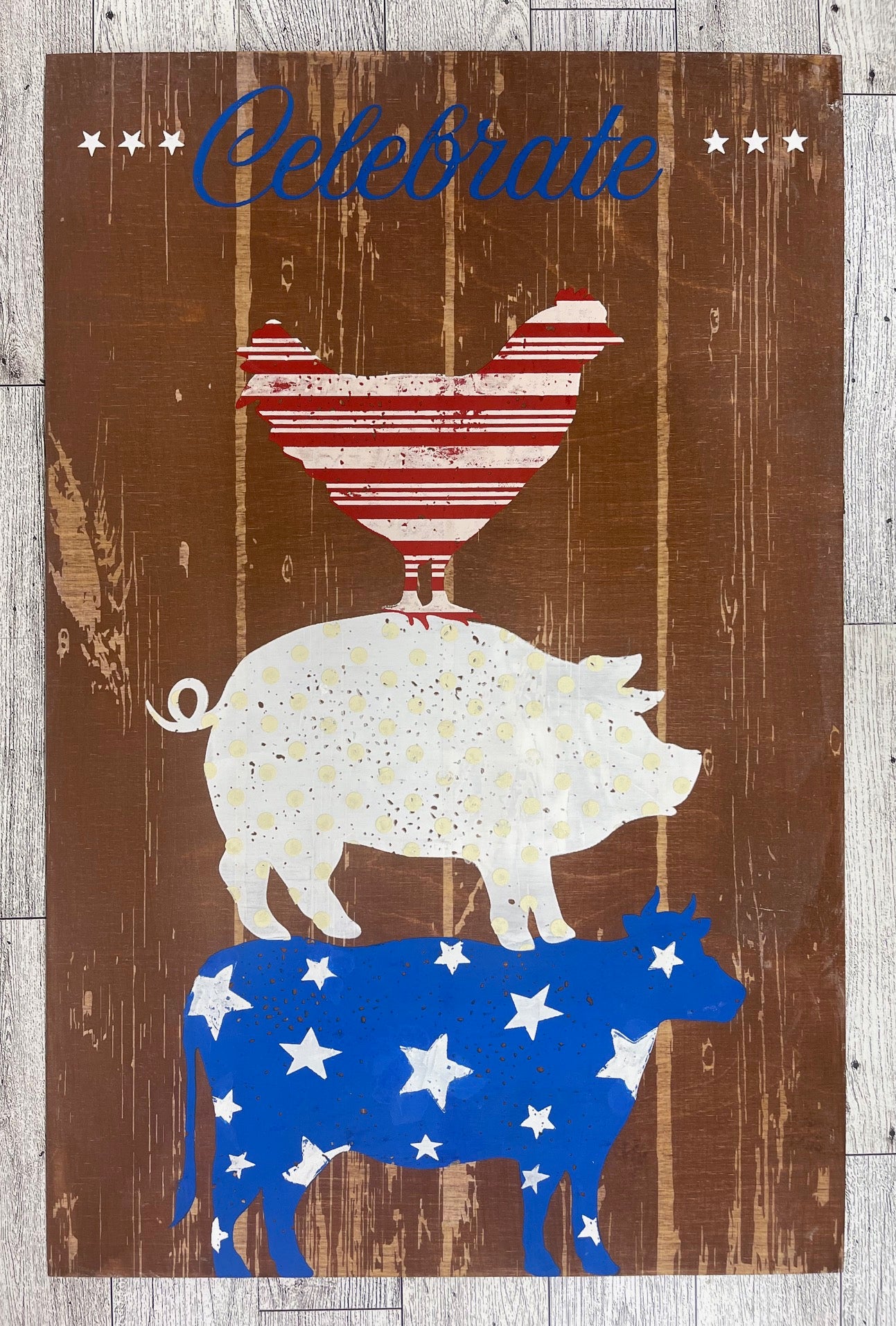 Painted Celebrate - Patriotic Farm Animal Sign