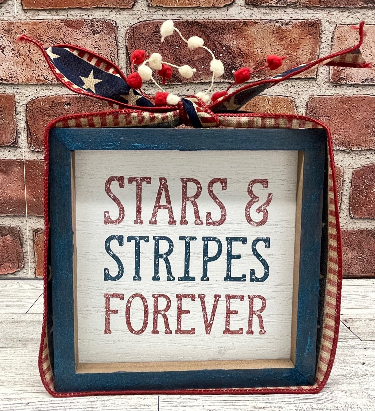 Painted Stars & Stripes Forever Box Sign