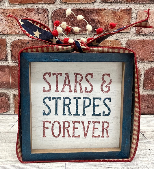 Painted Stars & Stripes Forever Box Sign