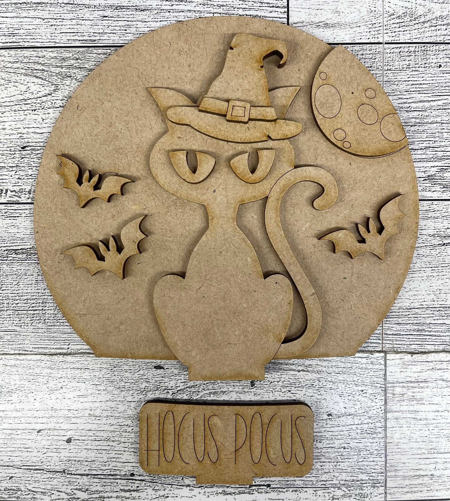 Halloween Cat Globe Insert - unpainted wood cutouts, ready for you to paint