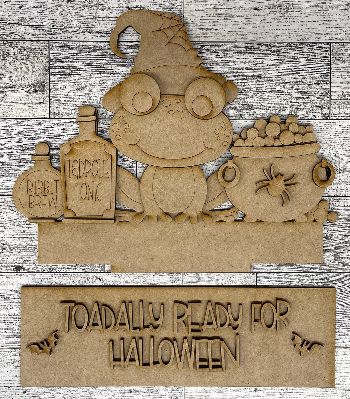 Halloween Frog Insert - Toadally ready for Halloween for Changeable Window Box unpainted wood cutouts, ready for you to paint