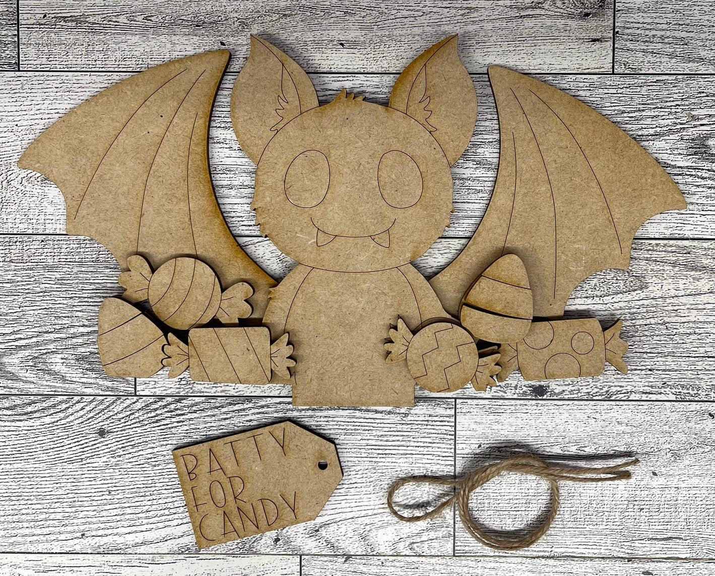 Halloween Bat Basket Insert - unpainted wood cutouts, ready for you to paint
