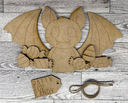 Halloween Bat Basket Insert - unpainted wood cutouts, ready for you to paint