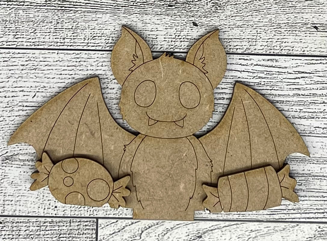 Halloween Bat Basket Insert - unpainted wood cutouts, ready for you to paint