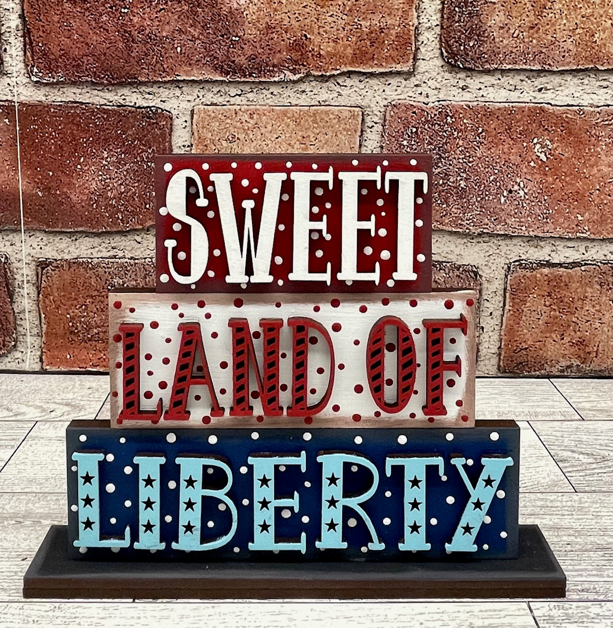 Painted Sweet Land of Liberty Word Stander