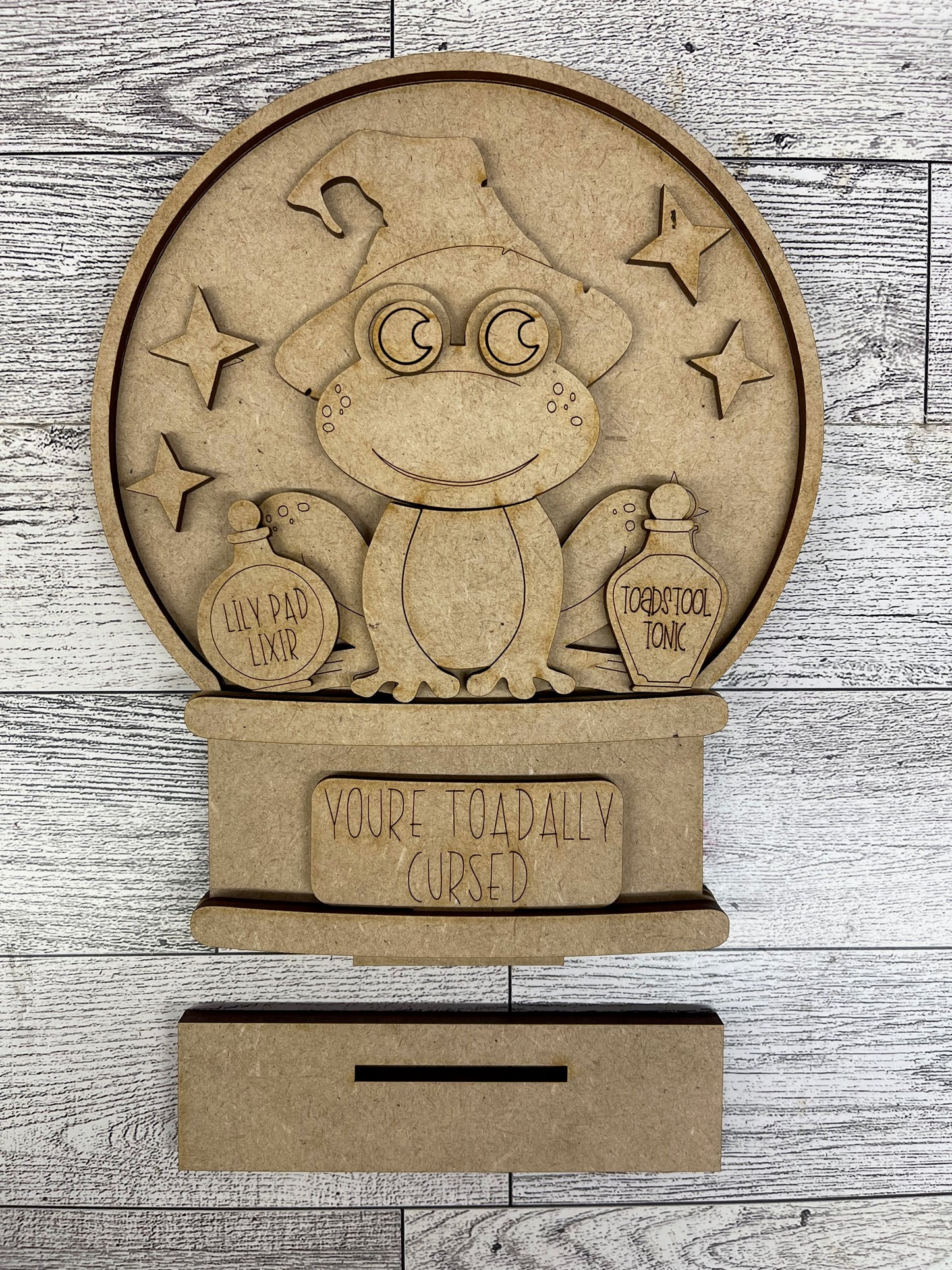 Halloween Frog Globe Insert - unpainted wood cutouts, ready for you to paint
