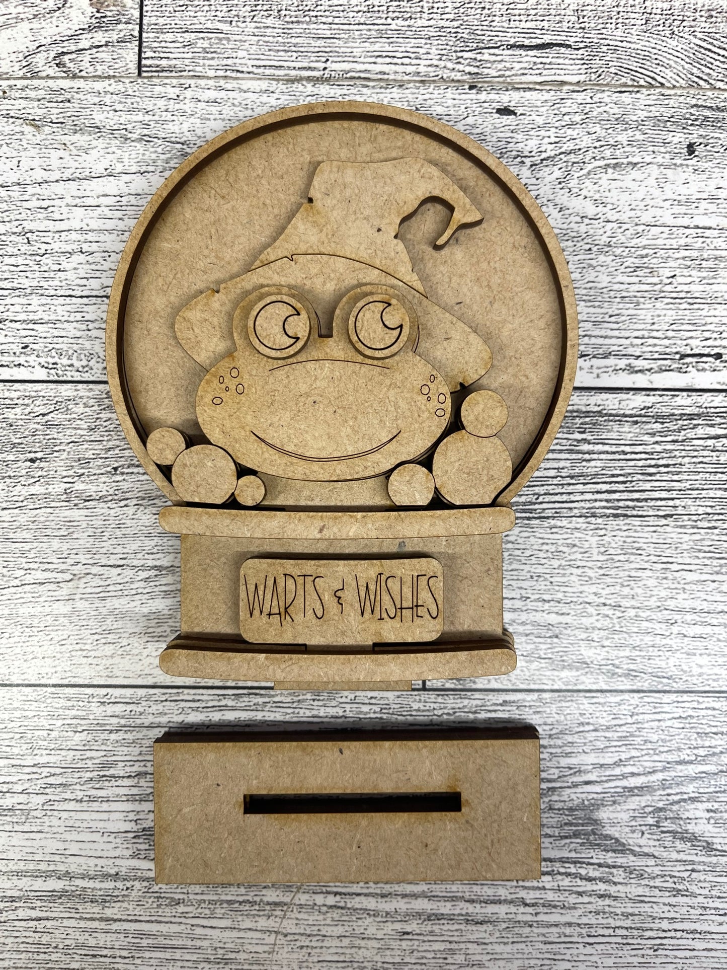 Halloween Frog Globe Insert - unpainted wood cutouts, ready for you to paint