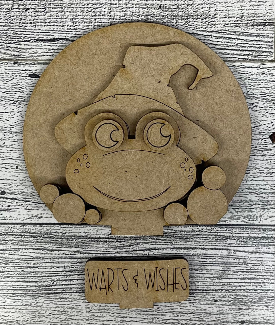 Halloween Frog Globe Insert - unpainted wood cutouts, ready for you to paint