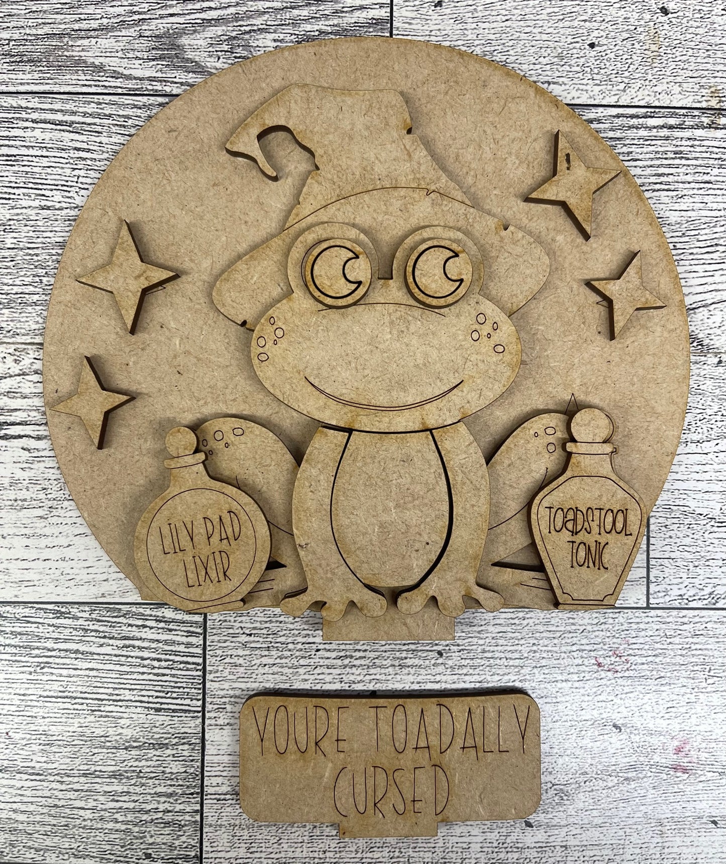 Halloween Frog Globe Insert - unpainted wood cutouts, ready for you to paint