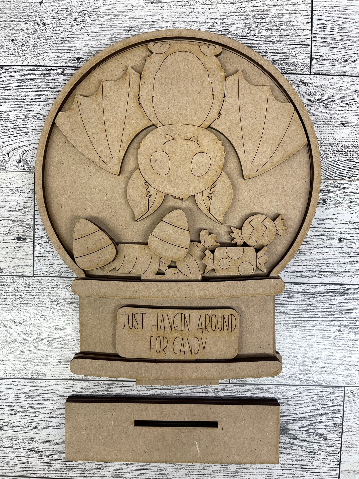 Halloween Bat Globe Insert - unpainted wood cutouts, ready for you to paint