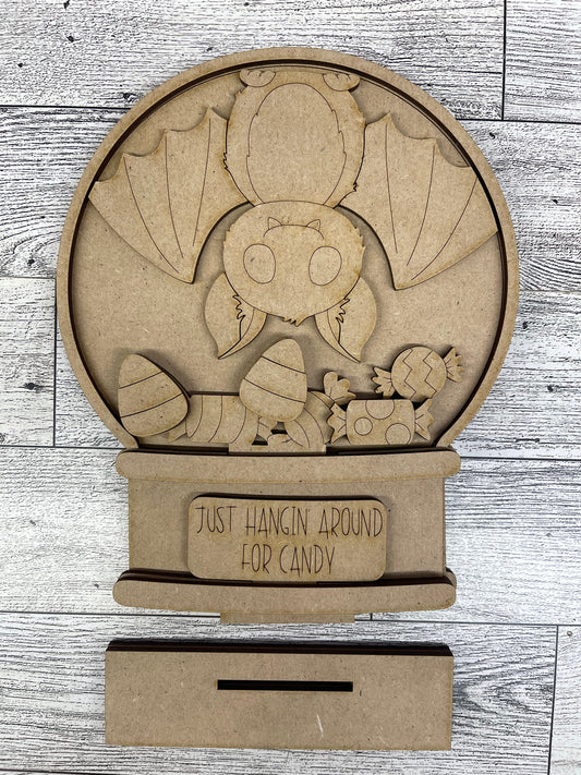 Halloween Bat Globe Insert - unpainted wood cutouts, ready for you to paint