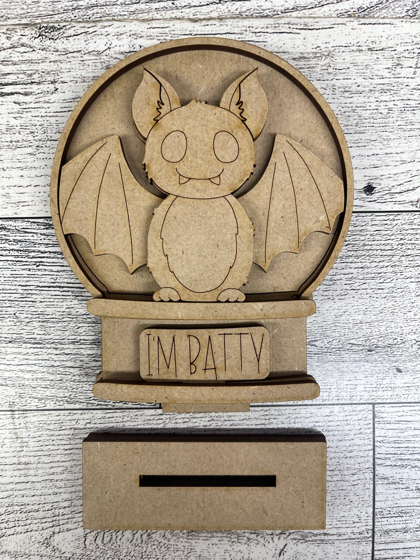 Halloween Bat Globe Insert - unpainted wood cutouts, ready for you to paint