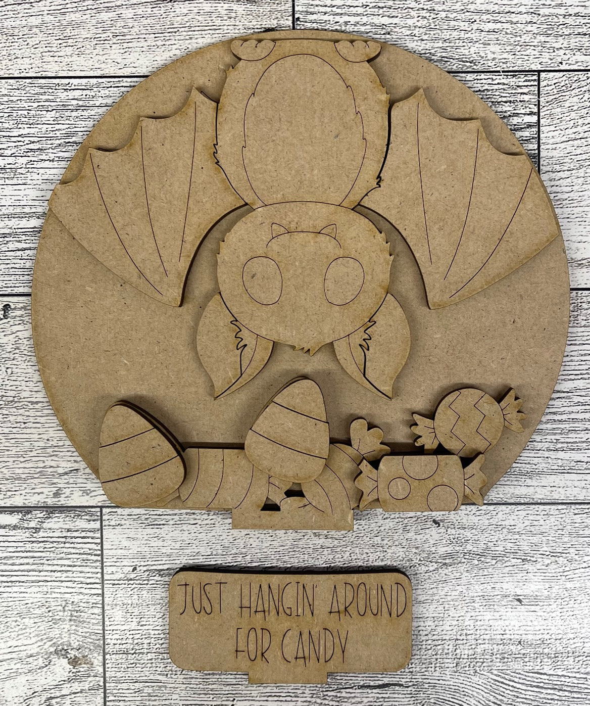 Halloween Bat Globe Insert - unpainted wood cutouts, ready for you to paint