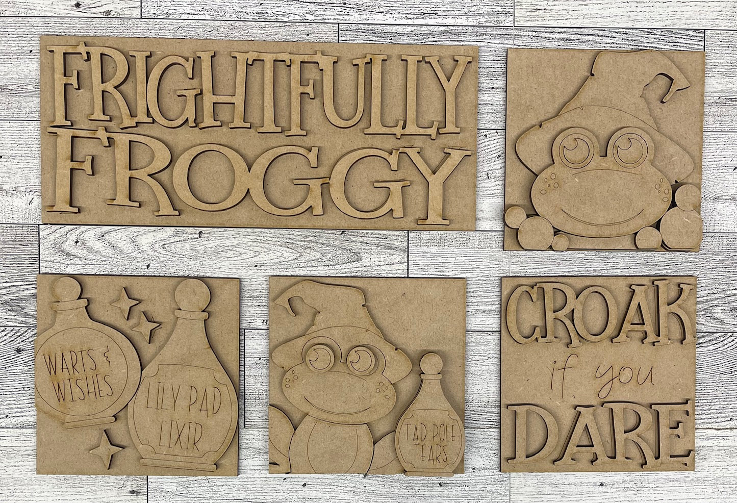 Halloween Frog Blocks - set of 5 - unpainted ready for you to finish