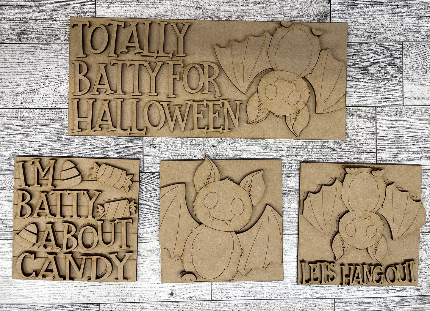 Halloween Bat Blocks - set of 4 - unpainted ready for you to finish