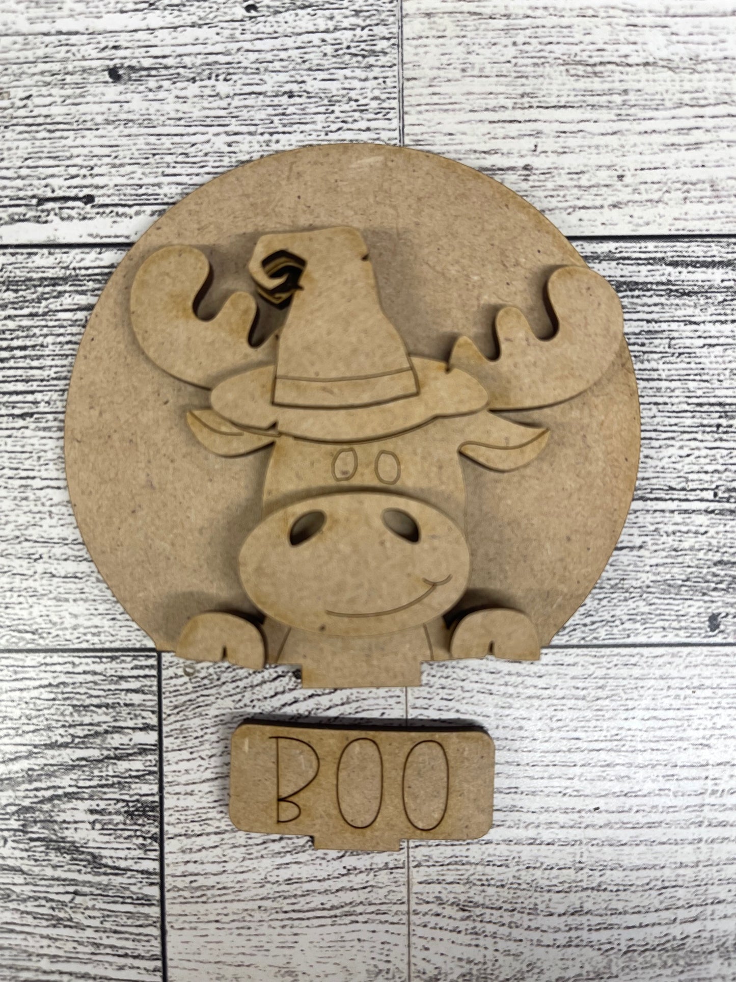 Halloween Moose Vampire Globe Insert - unpainted wood cutouts, ready for you to paint