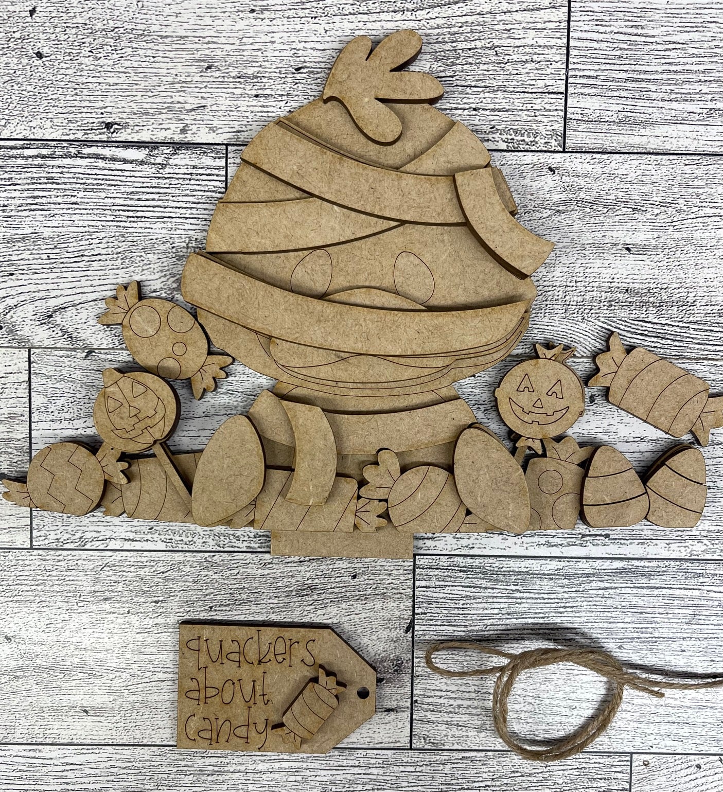 Halloween Duck Basket Insert - unpainted wood cutouts, ready for you to paint