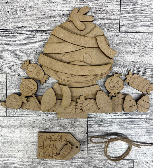 Halloween Duck Basket Insert - unpainted wood cutouts, ready for you to paint