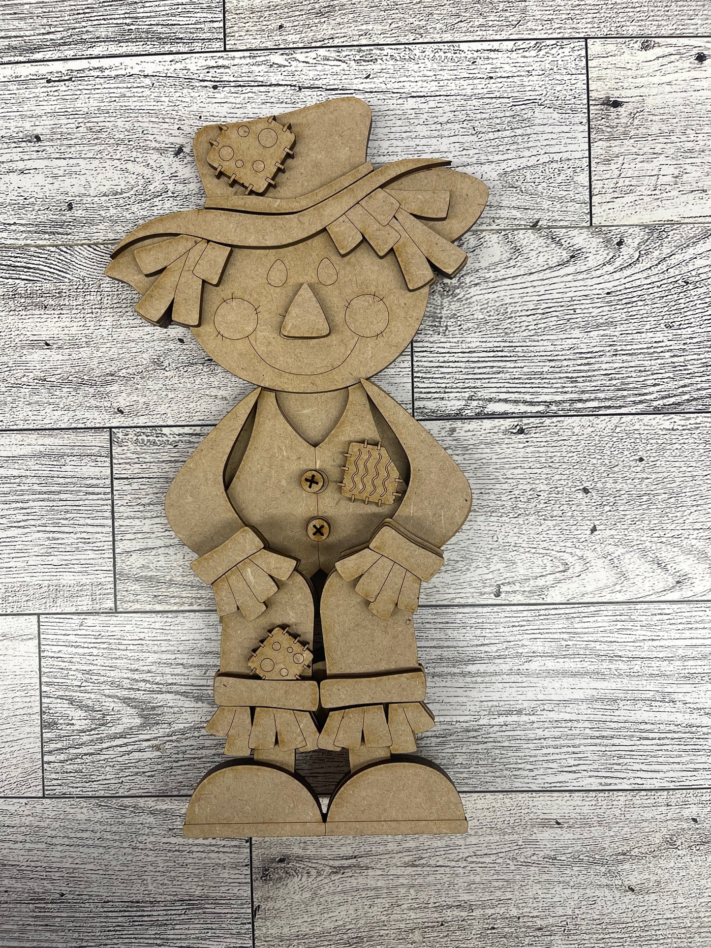 $5.00 or 12.00 Tuesday - Scarecrow Boy or Girl Shelf Sitters with Hay unpainted cutouts ready for you to finish