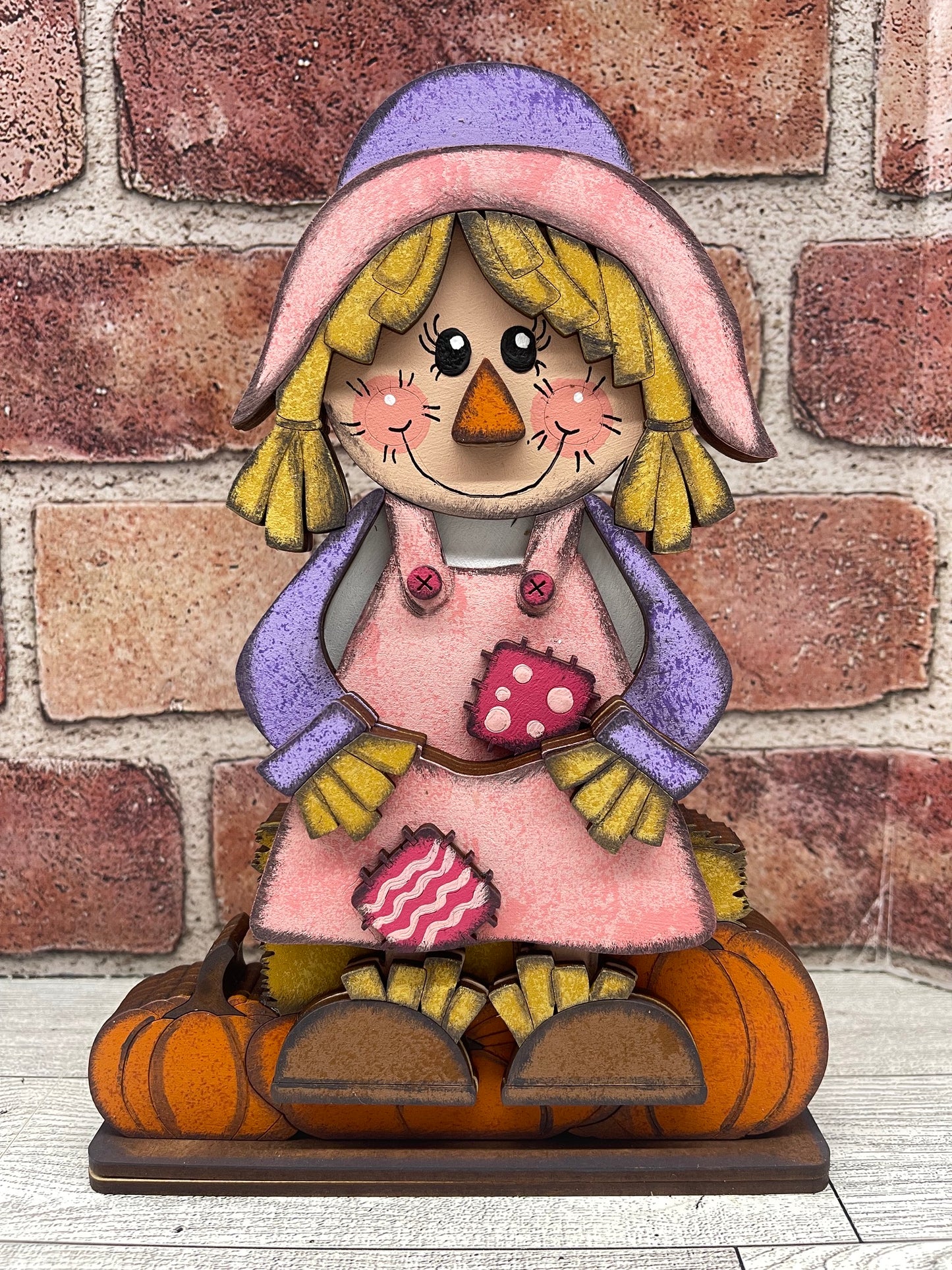 $5.00 or 12.00 Tuesday - Scarecrow Boy or Girl Shelf Sitters with Hay unpainted cutouts ready for you to finish