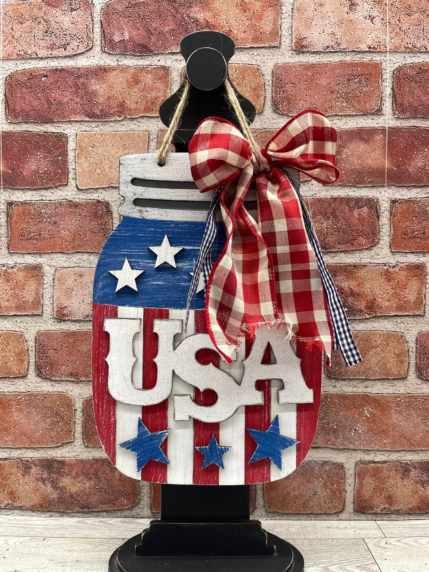 Patriotic USA Mason Jar Door Sign - unpainted ready for you to finish