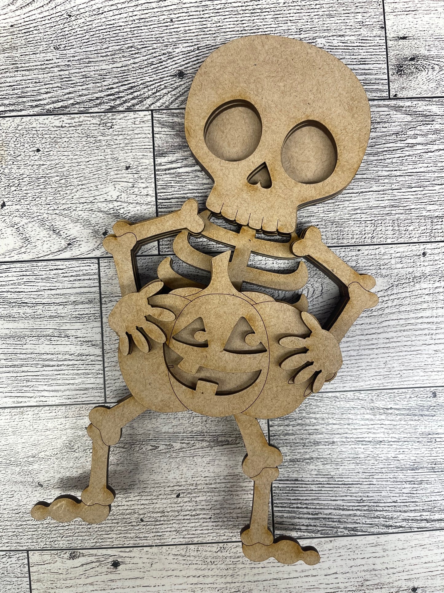 Halloween Skeleton Shelf Sitter - unpainted wooden cutouts, ready for you to paint