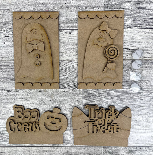 Halloween - Boo Crew Insert for the Cottage Cabinet - unpainted wooden cutouts, ready for you to paint