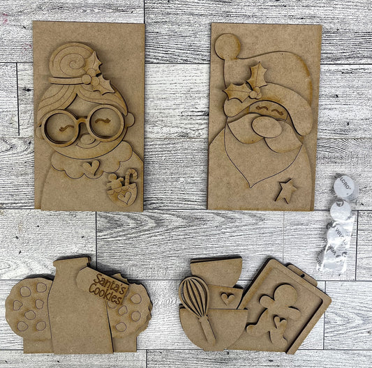 Christmas - Santa & Mrs. Claus Insert for the Cottage Cabinet - unpainted wooden cutouts, ready for you to paint