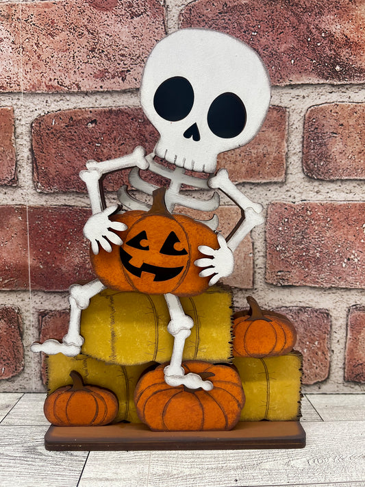 Halloween Skeleton Shelf Sitter - unpainted wooden cutouts, ready for you to paint