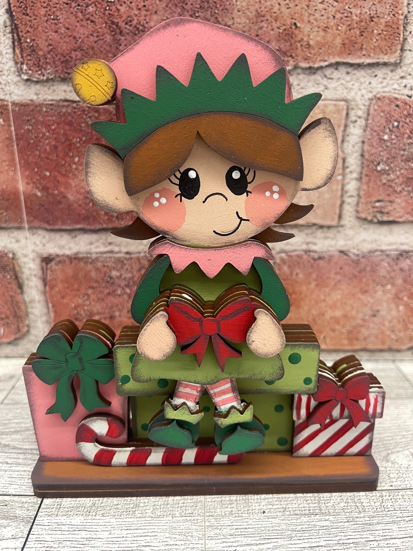 Boy and Girl Elf Shelf Sitters and Presents to sit or Couch - unpainted wood cutouts, ready for you to paint