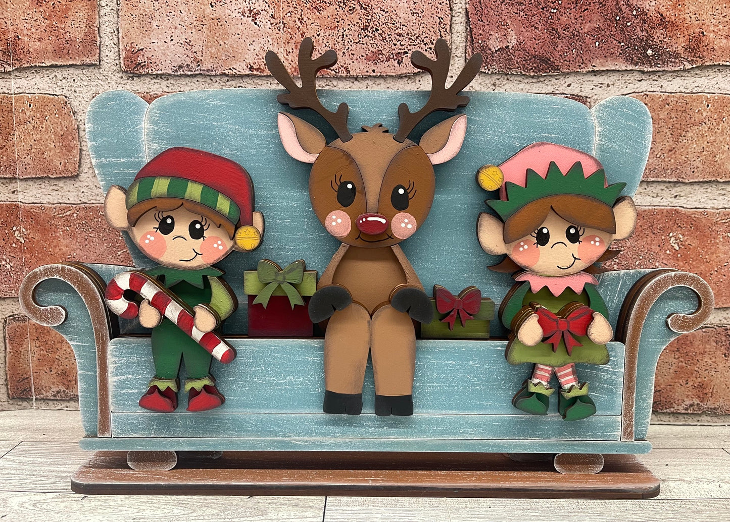 Boy and Girl Elf Shelf Sitters and Presents to sit or Couch - unpainted wood cutouts, ready for you to paint