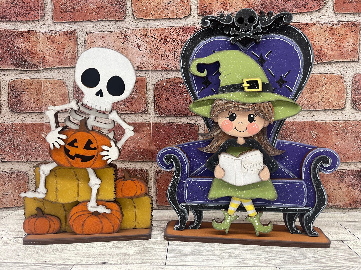 Halloween Skeleton Shelf Sitter - unpainted wooden cutouts, ready for you to paint