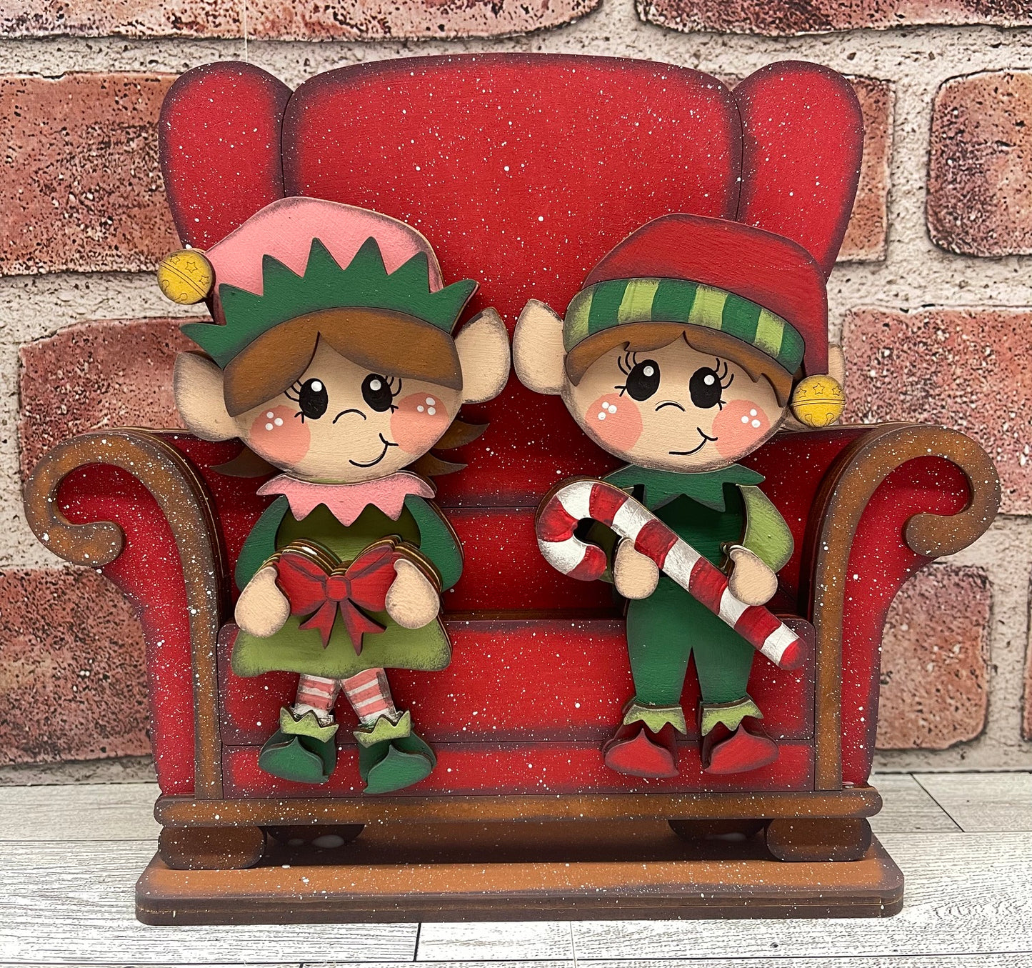 Boy and Girl Elf Shelf Sitters and Presents to sit or Couch - unpainted wood cutouts, ready for you to paint