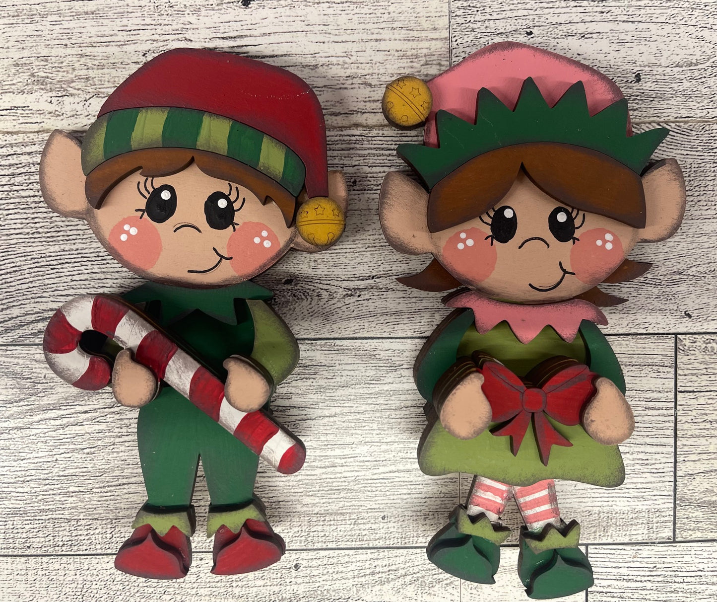 Boy and Girl Elf Shelf Sitters and Presents to sit or Couch - unpainted wood cutouts, ready for you to paint