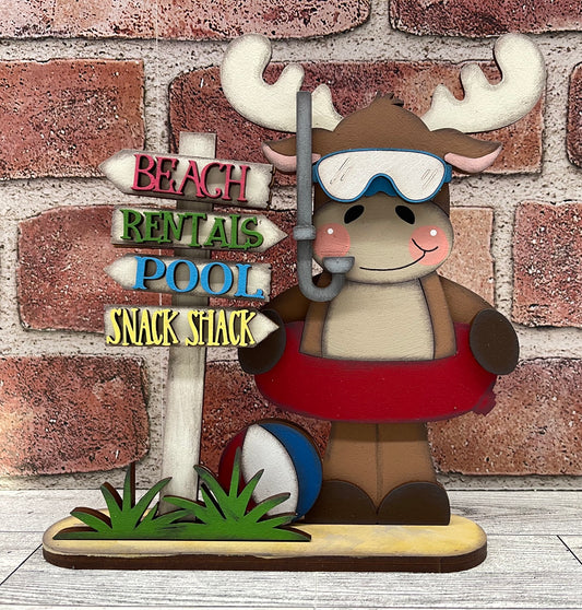 Summer Moose Stander - unpainted wooden cutouts, ready for you to paint
