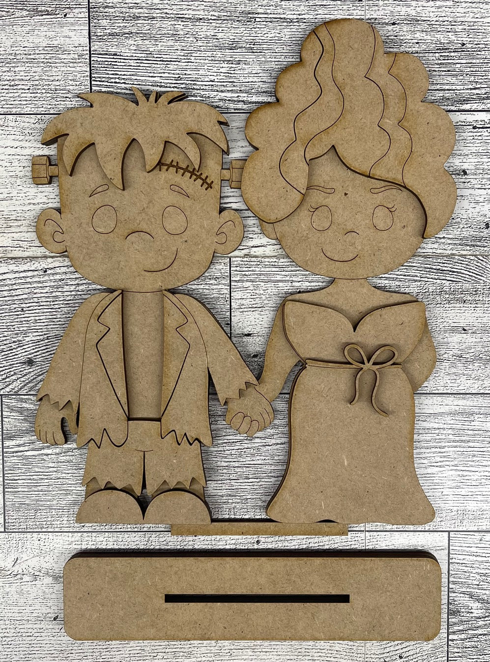 $10.00 Tuesday - Halloween Frankenstein & his bride Stander - unpainted cutouts ready for you to finish