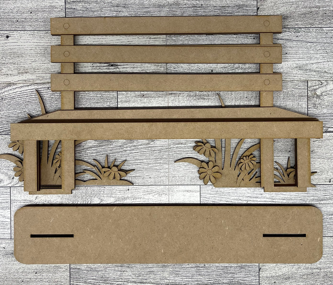 Park Bench for shelf sitters - unpainted wood cutouts, ready for you to paint